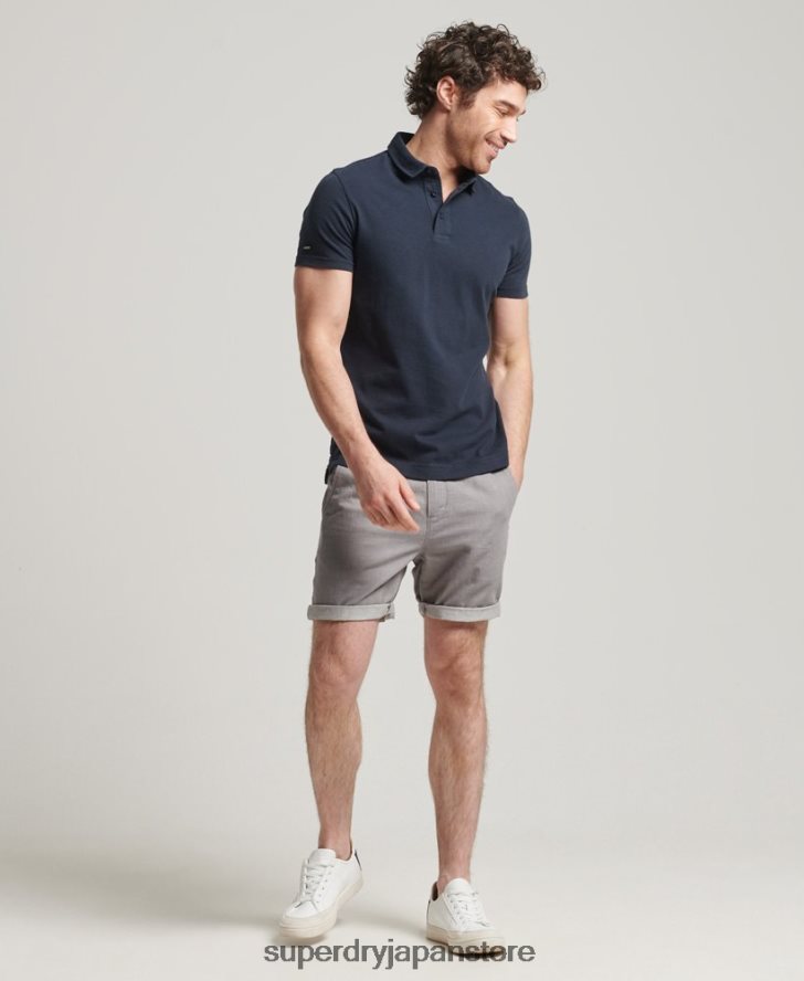 オーガニックコットンスタジオ リネンターンアップショーツ 男性 Superdry 衣類 濃い灰色 2J62PZ6450