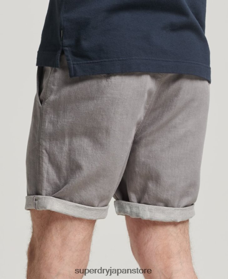 オーガニックコットンスタジオ リネンターンアップショーツ 男性 Superdry 衣類 濃い灰色 2J62PZ6450