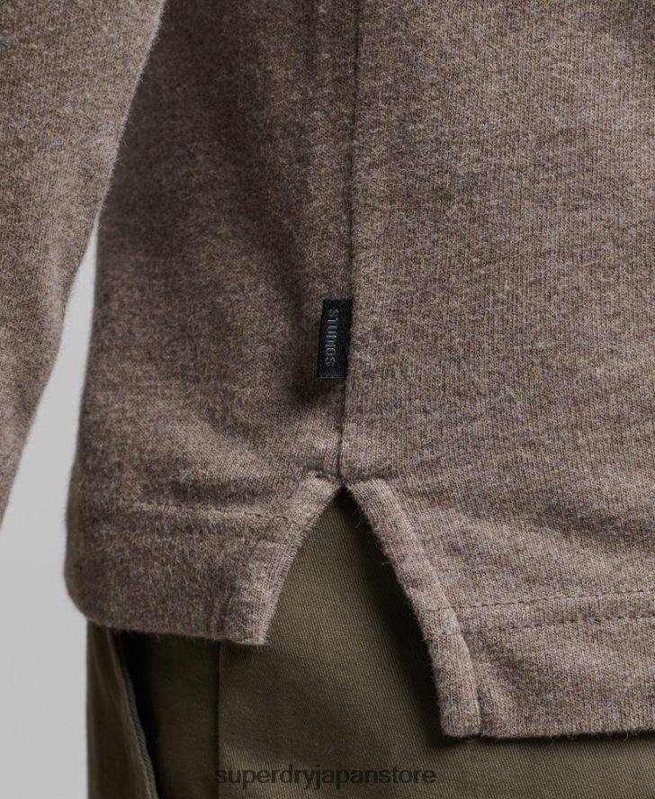 長袖コットンジャージーポロシャツ 男性 Superdry 衣類 茶色 2J62PZ6451