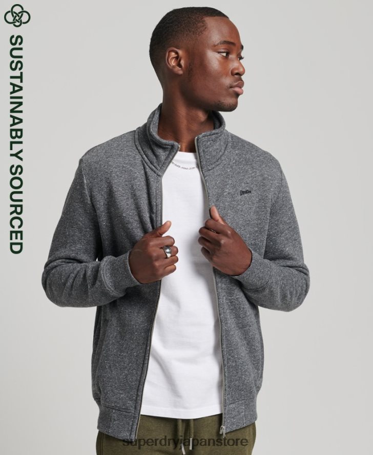 オーガニックコットン ヴィンテージロゴ ジップトラックトップ 男性 Superdry 衣類 濃い灰色 2J62PZ6454
