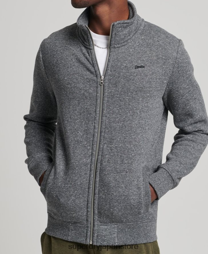 オーガニックコットン ヴィンテージロゴ ジップトラックトップ 男性 Superdry 衣類 濃い灰色 2J62PZ6454