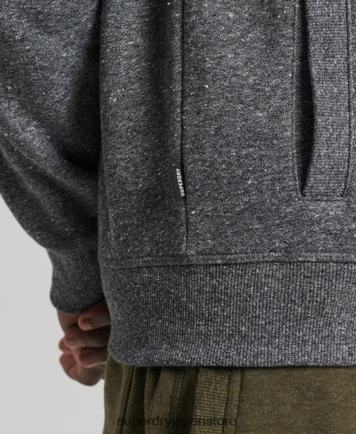 オーガニックコットン ヴィンテージロゴ ジップトラックトップ 男性 Superdry 衣類 濃い灰色 2J62PZ6454