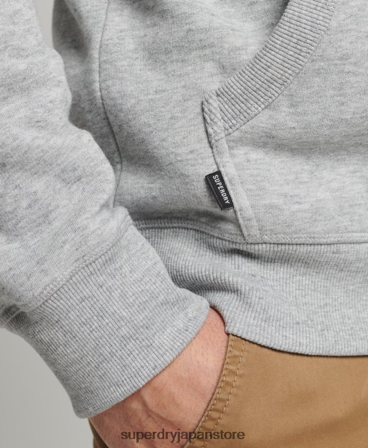 オーガニックコットンのヴィンテージロゴ刺繍パーカー 男性 Superdry 衣類 グレー 2J62PZ645
