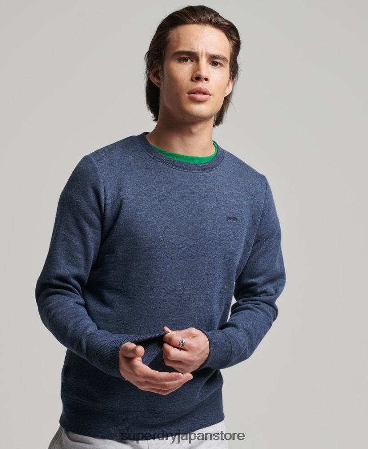オーガニックコットン ヴィンテージロゴ クルースウェットシャツ 男性 Superdry 衣類 海軍 2J62PZ646