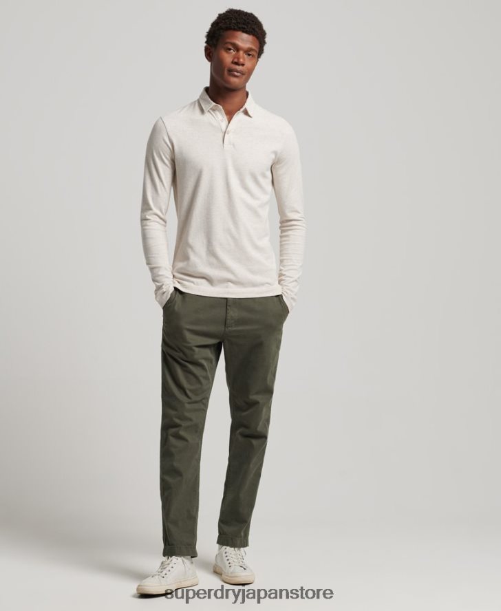 長袖コットンジャージーポロシャツ 男性 Superdry 衣類 ベージュ 2J62PZ6460