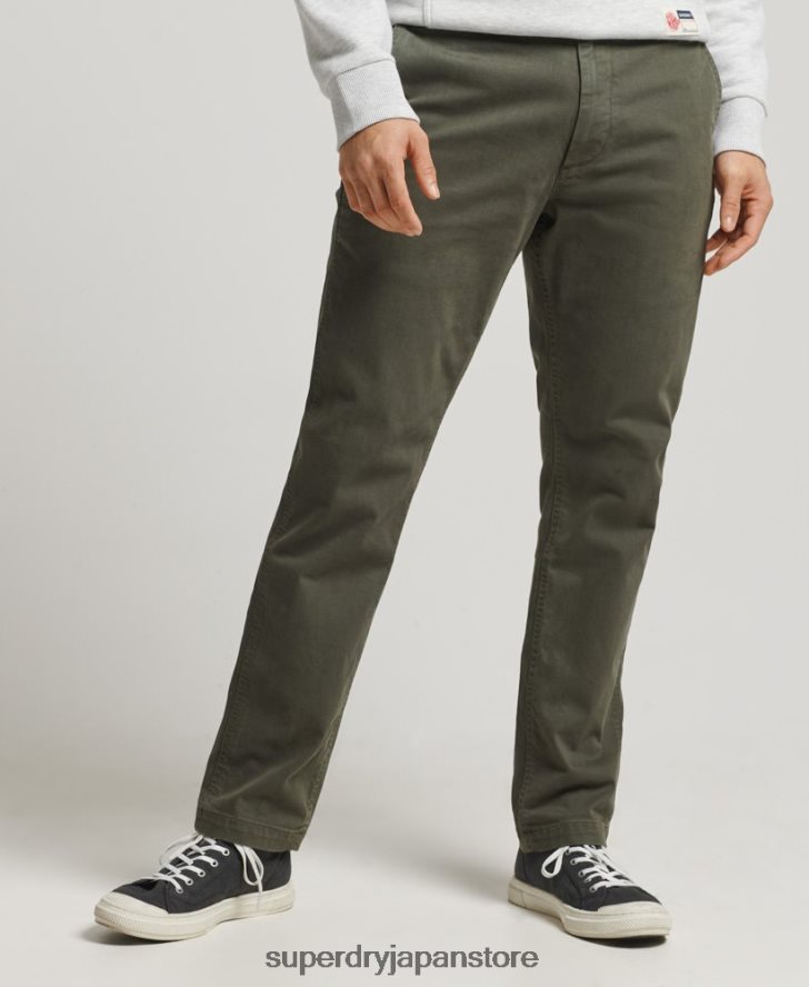 オフィサースリムチノパンツ 男性 Superdry 衣類 緑 2J62PZ6464