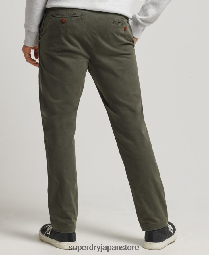 オフィサースリムチノパンツ 男性 Superdry 衣類 緑 2J62PZ6464