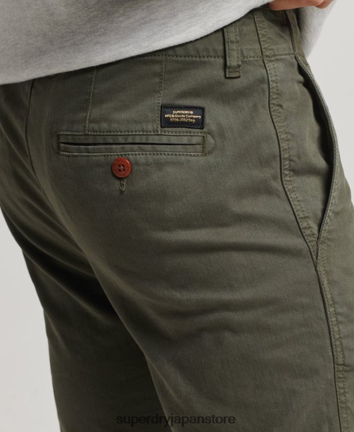 オフィサースリムチノパンツ 男性 Superdry 衣類 緑 2J62PZ6464