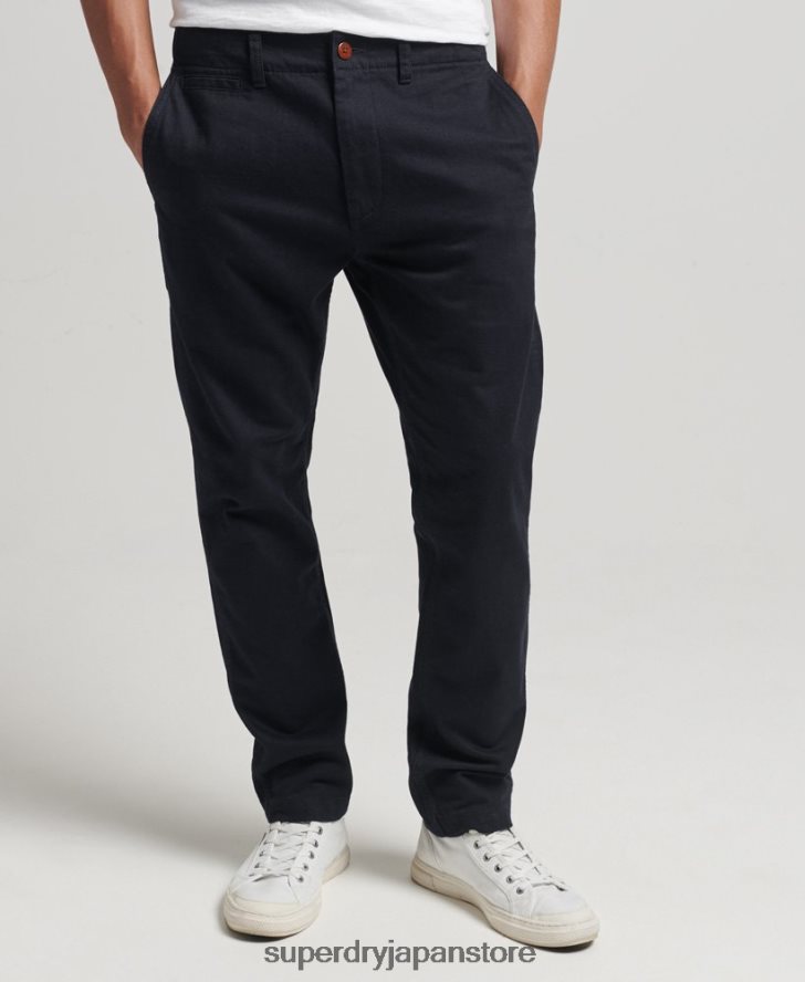 オフィサーのスリムチノパンツ 男性 Superdry 衣類 海軍 2J62PZ6467