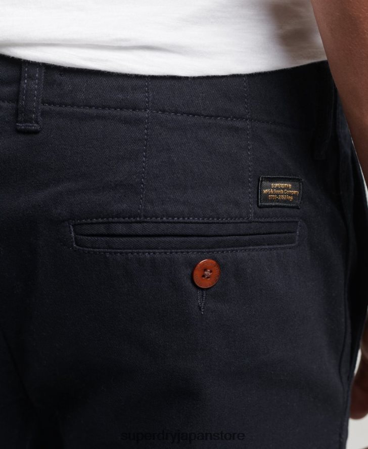 オフィサーのスリムチノパンツ 男性 Superdry 衣類 海軍 2J62PZ6467