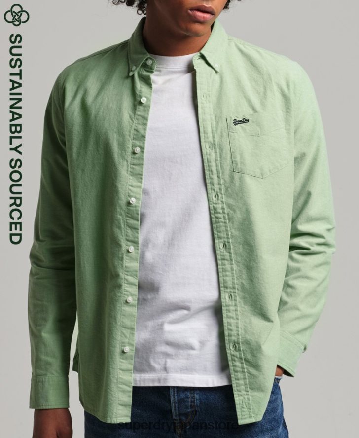 オーガニックコットンのヴィンテージオックスフォードシャツ 男性 Superdry 衣類 緑 2J62PZ6473