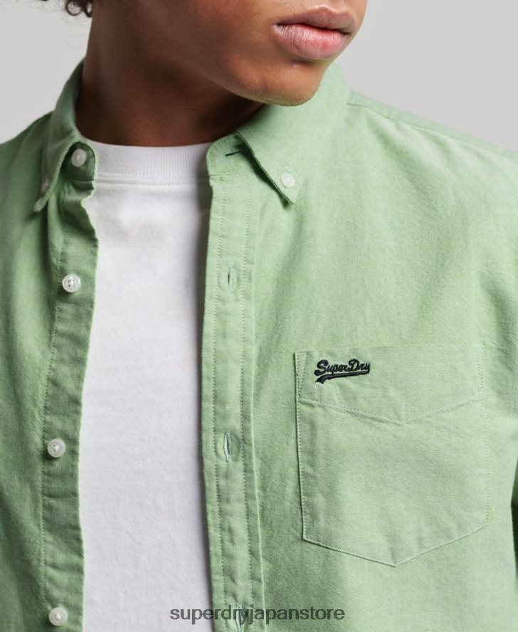 オーガニックコットンのヴィンテージオックスフォードシャツ 男性 Superdry 衣類 緑 2J62PZ6473