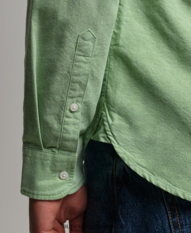 オーガニックコットンのヴィンテージオックスフォードシャツ 男性 Superdry 衣類 緑 2J62PZ6473