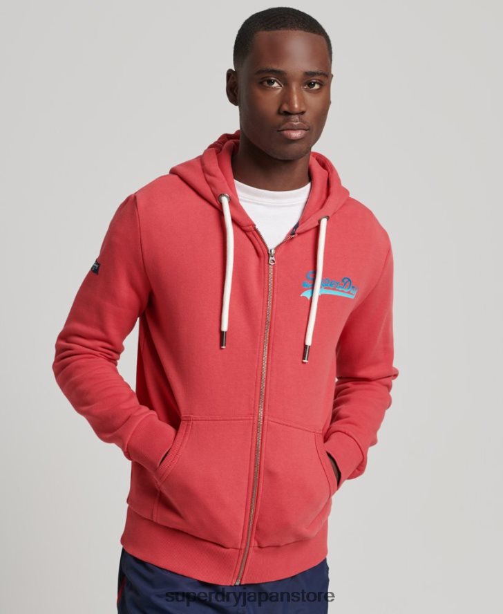 ヴィンテージロゴのシーズナルジップパーカー 男性 Superdry 衣類 赤 2J62PZ6476