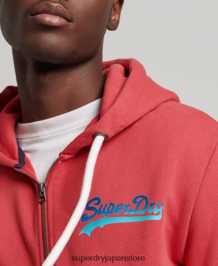ヴィンテージロゴのシーズナルジップパーカー 男性 Superdry 衣類 赤 2J62PZ6476