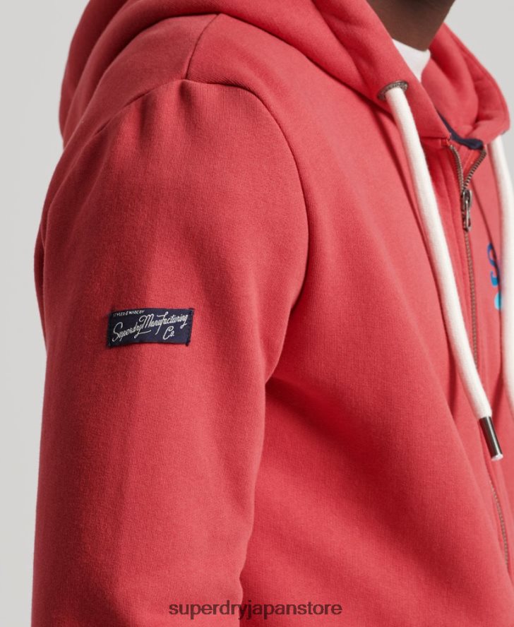 ヴィンテージロゴのシーズナルジップパーカー 男性 Superdry 衣類 赤 2J62PZ6476