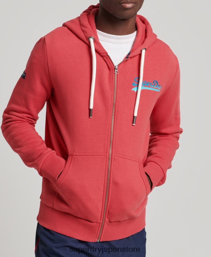 ヴィンテージロゴのシーズナルジップパーカー 男性 Superdry 衣類 赤 2J62PZ6476