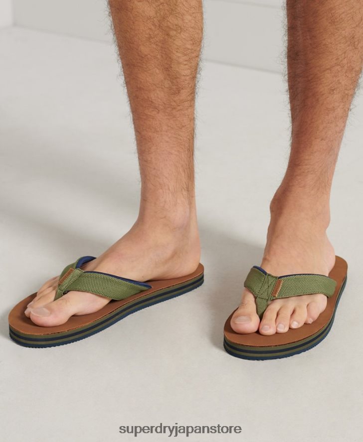 サーフレザービーチサンダル 男性 Superdry 靴 カーキ 2J62PZ6478