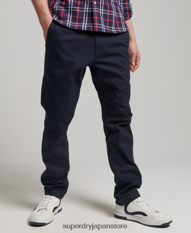 オフィサースリムチノパンツ 男性 Superdry 衣類 海軍 2J62PZ6487