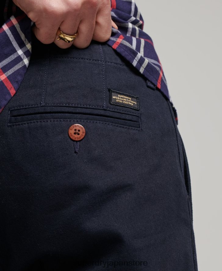 オフィサースリムチノパンツ 男性 Superdry 衣類 海軍 2J62PZ6487