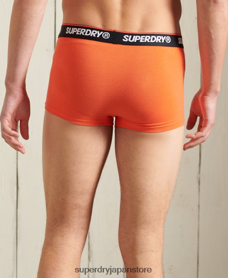 オーガニックコットン クラシック トランク トリプル パック 男性 Superdry 衣類 オレンジ 2J62PZ6498