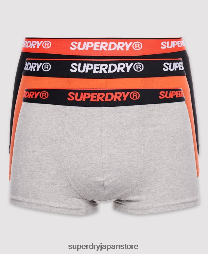 オーガニックコットン クラシック トランク トリプル パック 男性 Superdry 衣類 オレンジ 2J62PZ6498