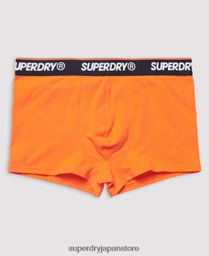 オーガニックコットン クラシック トランク トリプル パック 男性 Superdry 衣類 オレンジ 2J62PZ6498