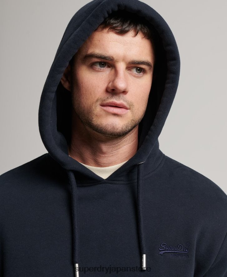 ヴィンテージロゴ刺繍パーカー 男性 Superdry 衣類 海軍 2J62PZ64
