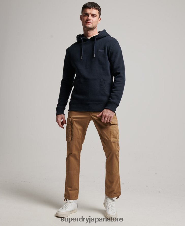 ヴィンテージロゴ刺繍パーカー 男性 Superdry 衣類 海軍 2J62PZ64