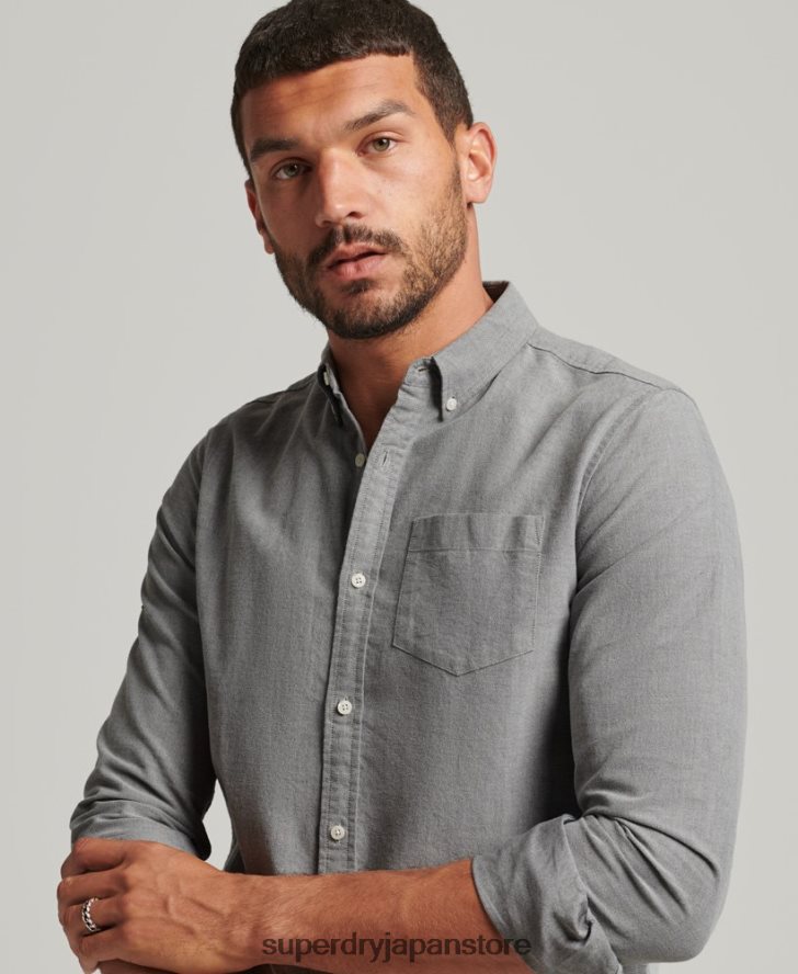 オーガニックコットンユニオックスフォードシャツ 男性 Superdry 衣類 グレー 2J62PZ6504