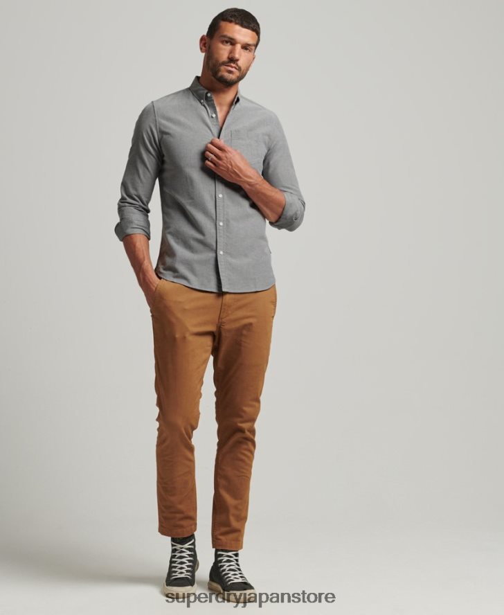 オーガニックコットンユニオックスフォードシャツ 男性 Superdry 衣類 グレー 2J62PZ6504