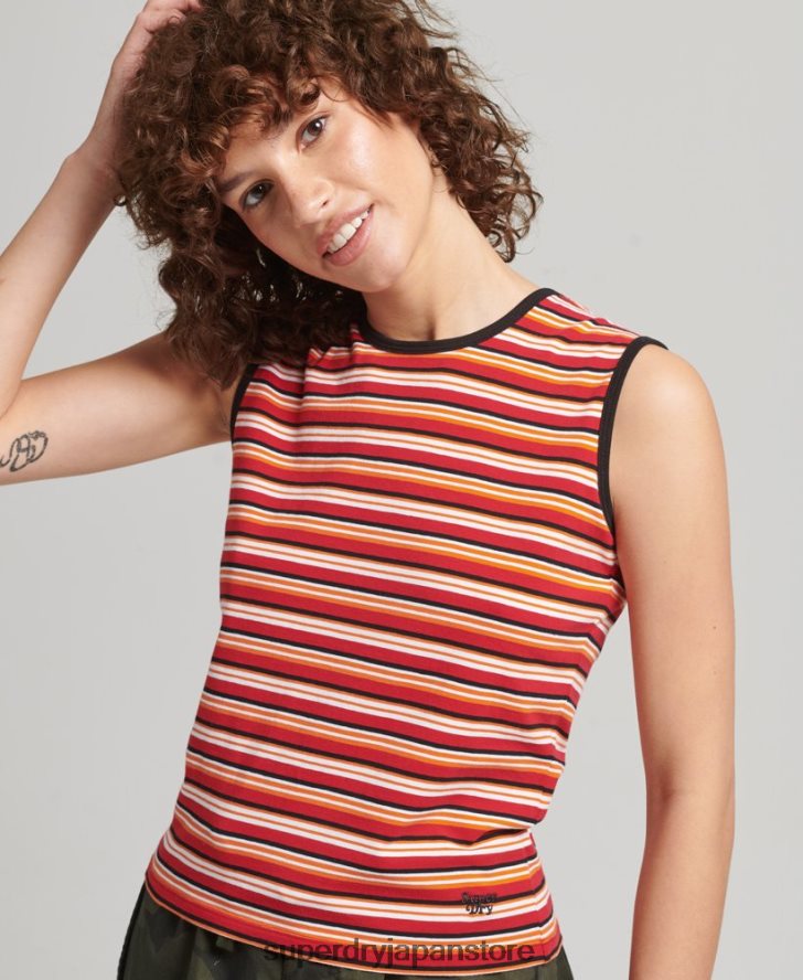 カリストライプタンクトップ 女性 Superdry 衣類 赤 2J62PZ6506