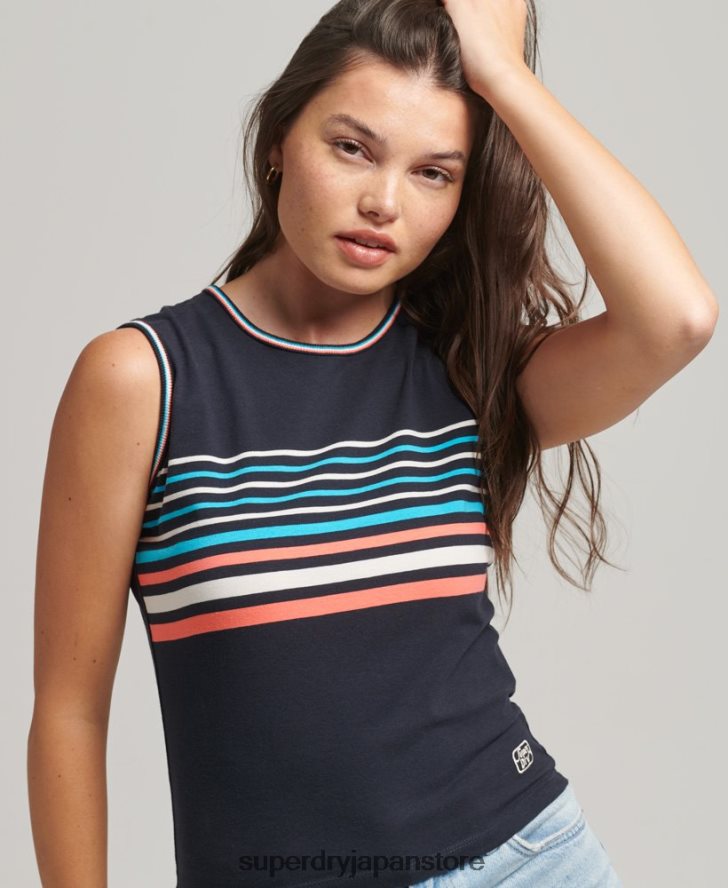 カリストライプタンクトップ 女性 Superdry 衣類 海軍 2J62PZ6508