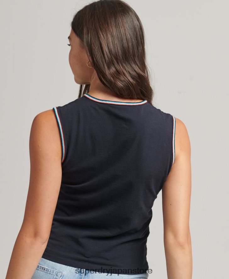 カリストライプタンクトップ 女性 Superdry 衣類 海軍 2J62PZ6508