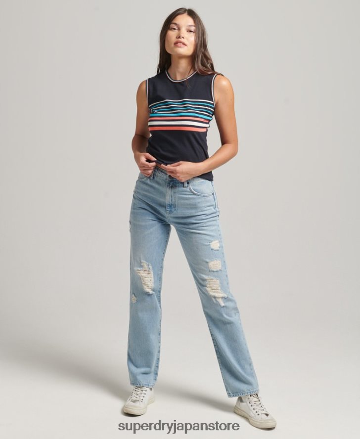 カリストライプタンクトップ 女性 Superdry 衣類 海軍 2J62PZ6508