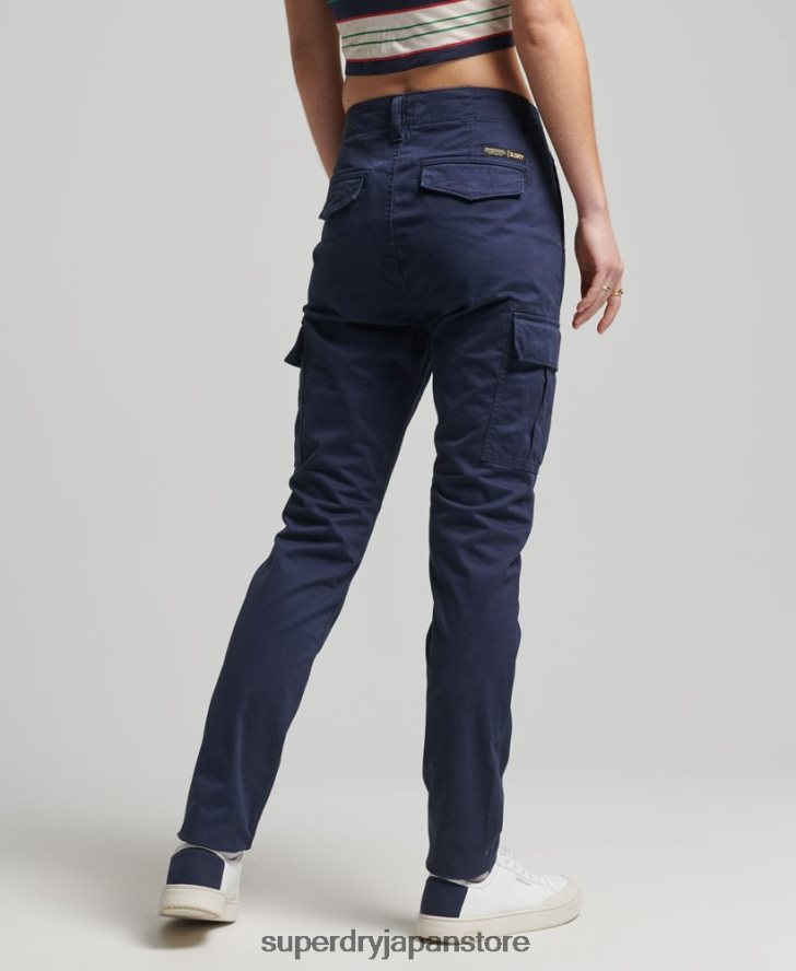オーガニックコットンスリムカーゴパンツ 女性 Superdry 衣類 海軍 2J62PZ6512