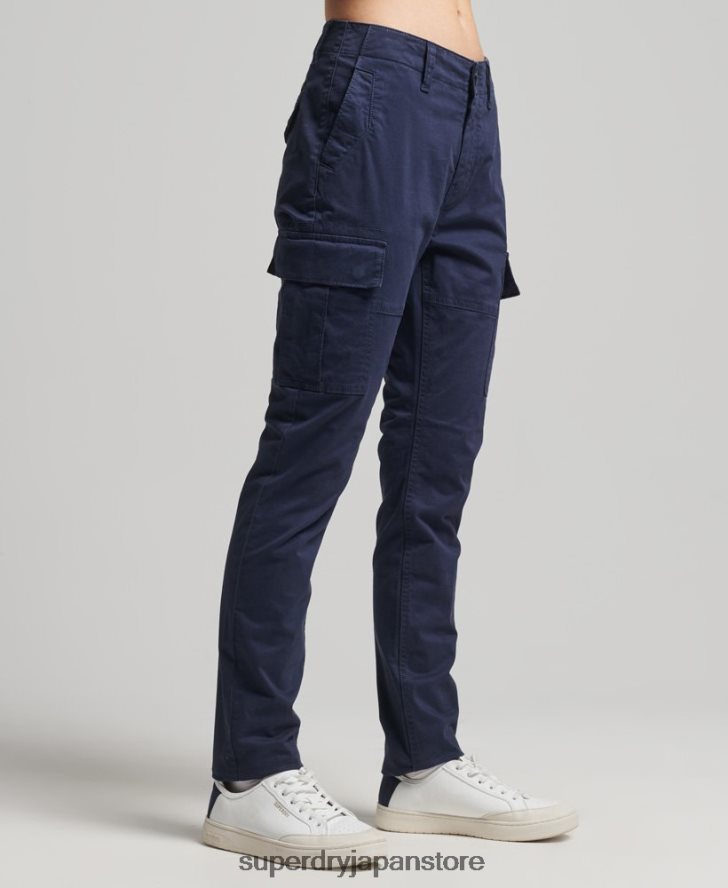 オーガニックコットンスリムカーゴパンツ 女性 Superdry 衣類 海軍 2J62PZ6512