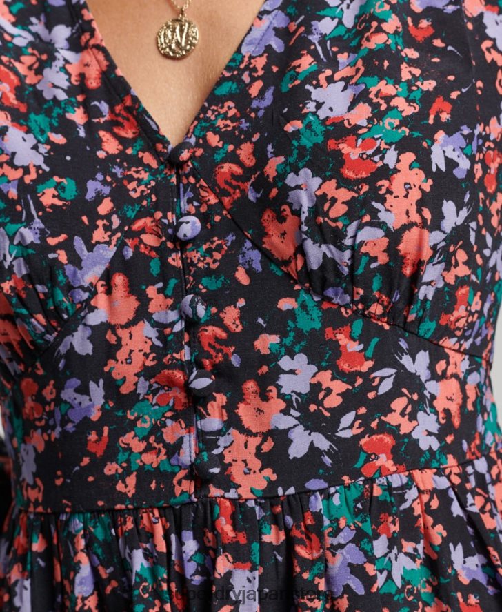 ヴィンテージ長袖ミニドレス 女性 Superdry 衣類 紫 2J62PZ6517