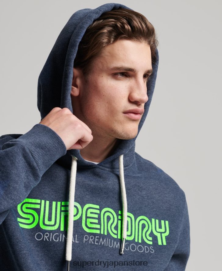 ヴィンテージレトロリピートパーカー 男性 Superdry 衣類 青 2J62PZ651