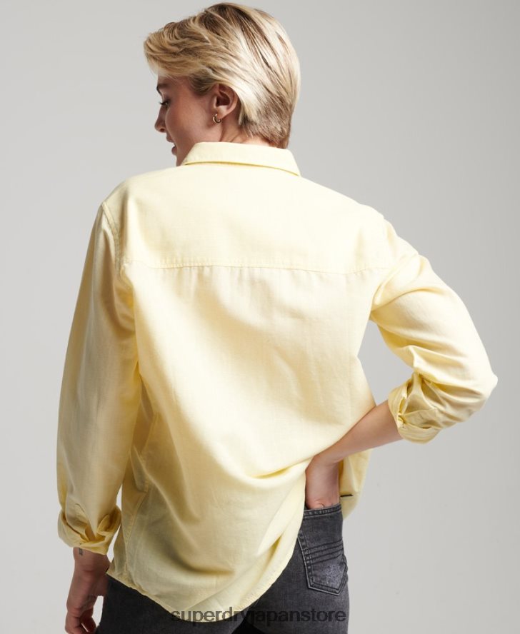 リネンボーイフレンドシャツ 女性 Superdry 衣類 黄色 2J62PZ6524