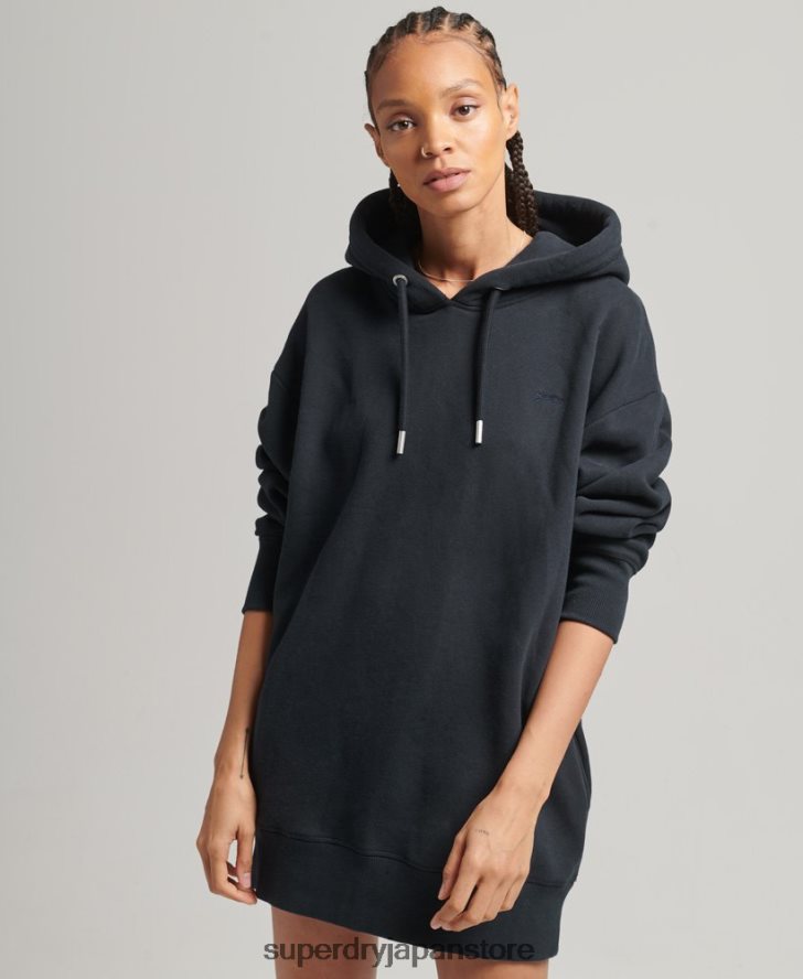 オーガニックコットン ロゴ刺繍スウェットドレス 女性 Superdry 衣類 海軍 2J62PZ6528
