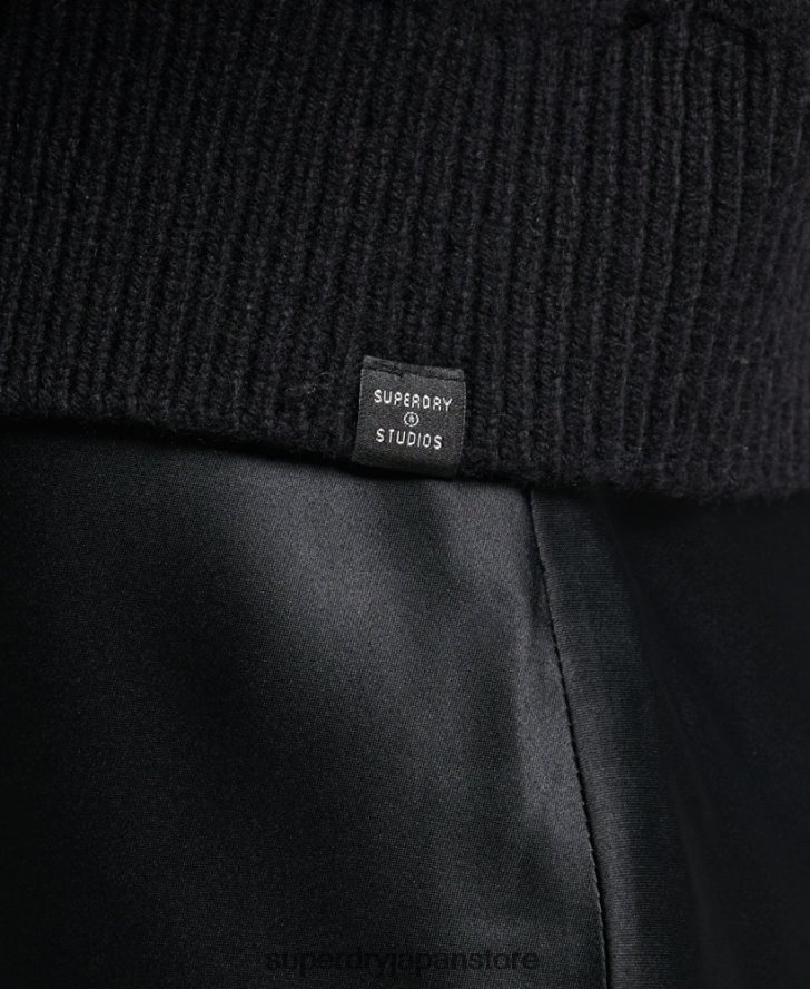 クルーネックケーブルニットセーター 女性 Superdry 衣類 黒 2J62PZ6529