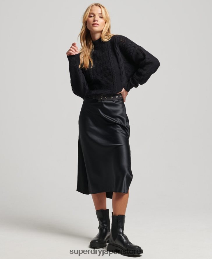クルーネックケーブルニットセーター 女性 Superdry 衣類 黒 2J62PZ6529