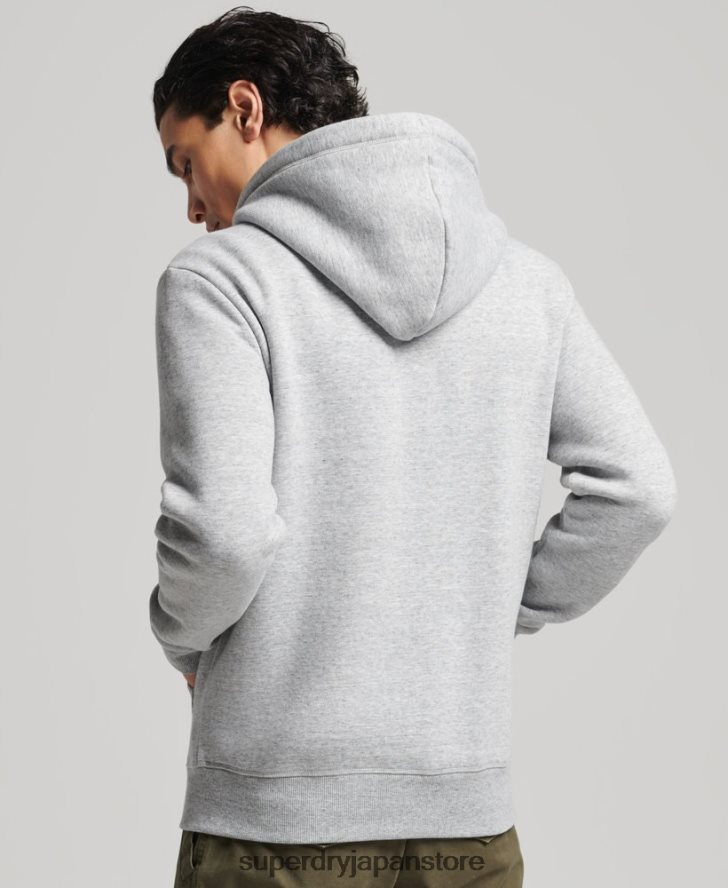 オーガニックコットン ヴィンテージロゴ刺繍ジップパーカー 男性 Superdry 衣類 グレー 2J62PZ652