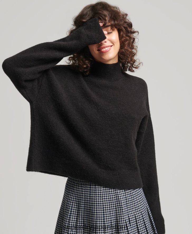 ヴィンテージ エッセンシャル モックネック セーター 女性 Superdry 衣類 黒 2J62PZ6531
