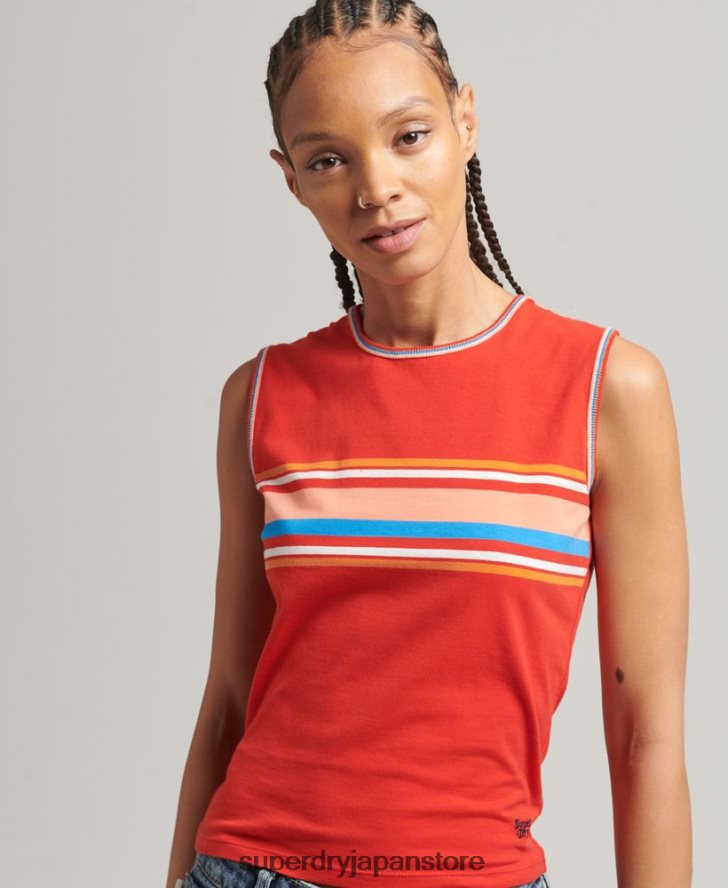カリストライプタンクトップ 女性 Superdry 衣類 赤 2J62PZ6536