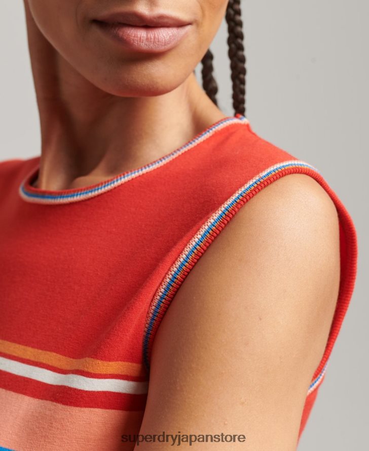 カリストライプタンクトップ 女性 Superdry 衣類 赤 2J62PZ6536