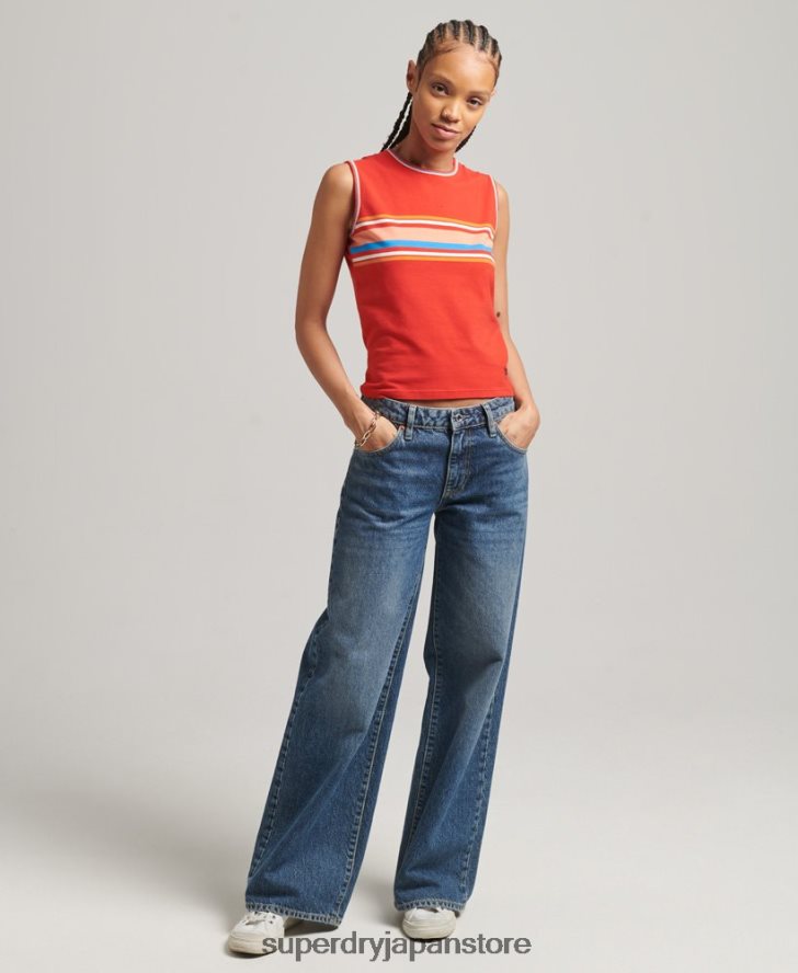 カリストライプタンクトップ 女性 Superdry 衣類 赤 2J62PZ6536