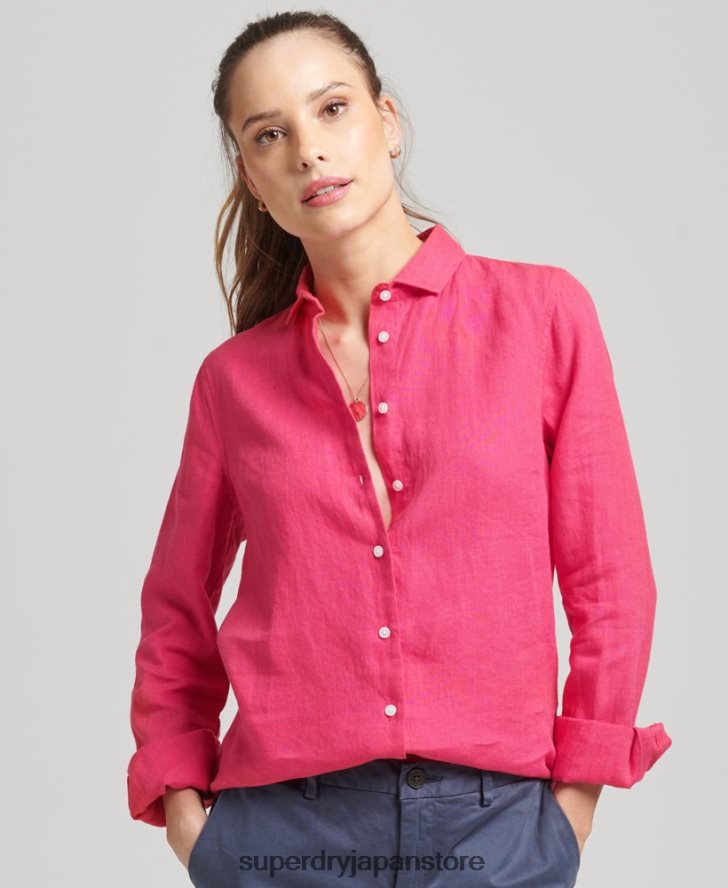 スタジオリネン長袖シャツ 女性 Superdry 衣類 ピンク 2J62PZ6538