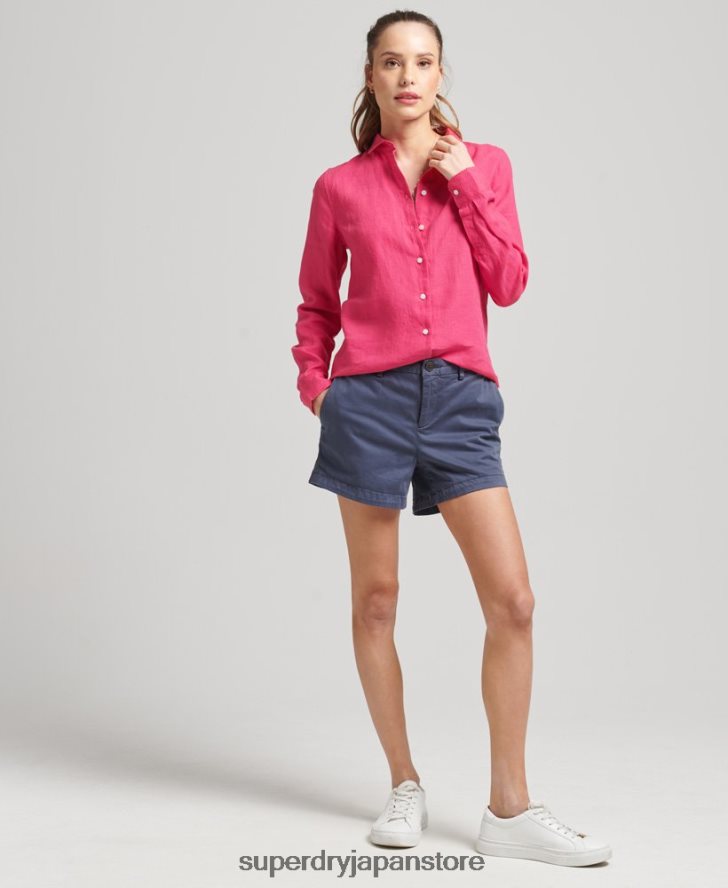 スタジオリネン長袖シャツ 女性 Superdry 衣類 ピンク 2J62PZ6538